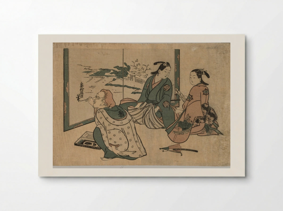 Untitled (Artist Painting a Screen) - Okumura Masanobu - Poster