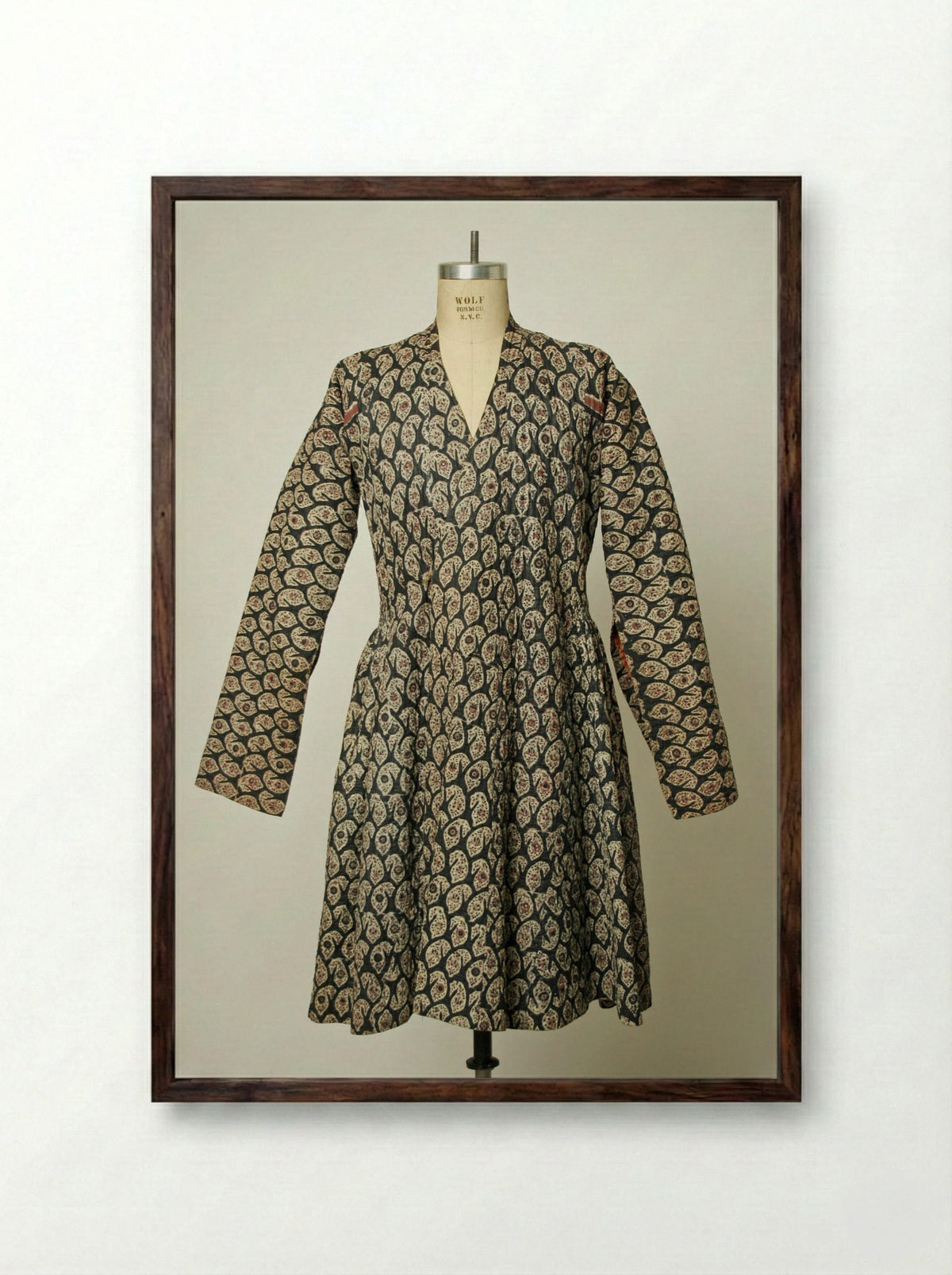 Untitled (Banyan Coat with Paisley Pattern) - Fine Art Print - Framed Print Dark Wood