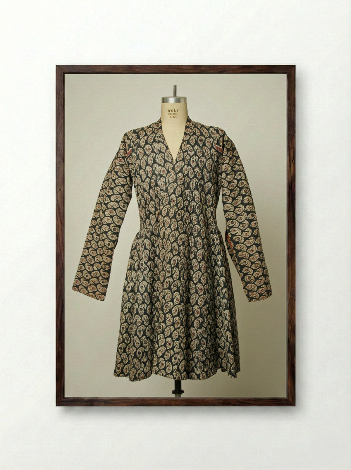 Untitled (Banyan Coat with Paisley Pattern) - Fine Art Print - Framed Print Dark Wood