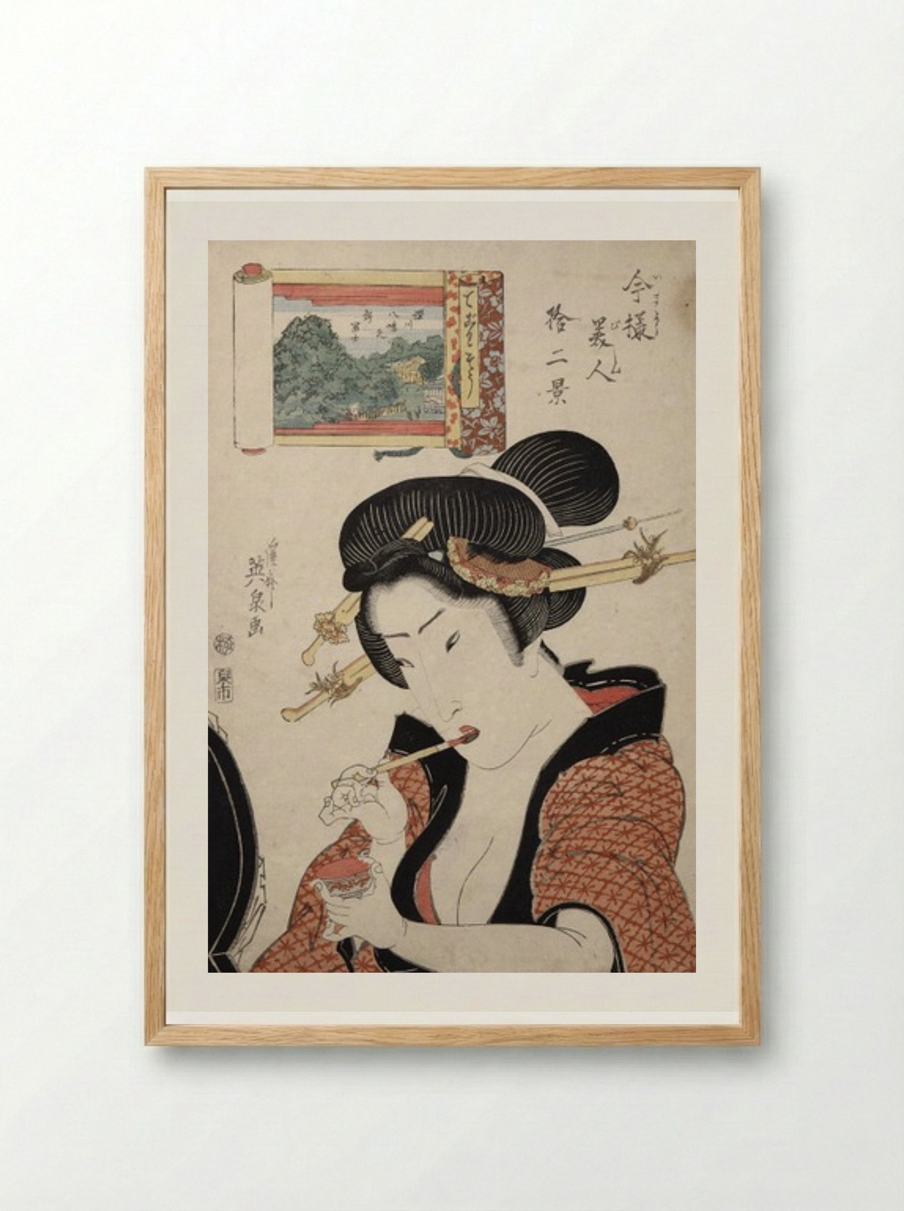 Untitled (Bijin-ga with Hand Mirror) - Keisai Eisen - Framed Print Wood