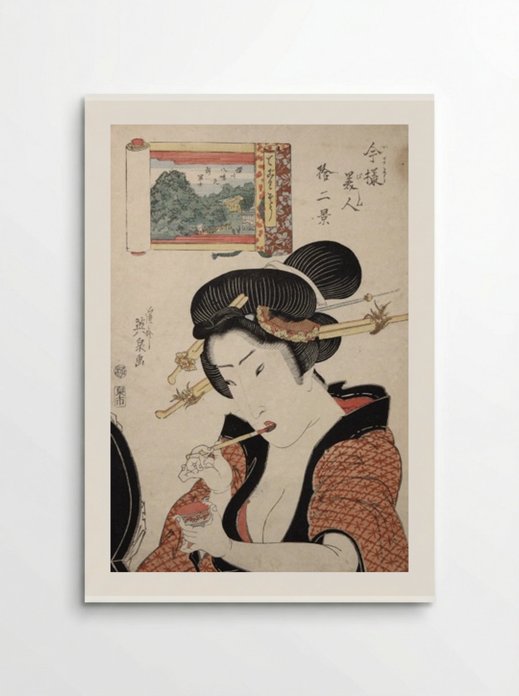 Untitled (Bijin-ga with Hand Mirror) - Keisai Eisen - Poster