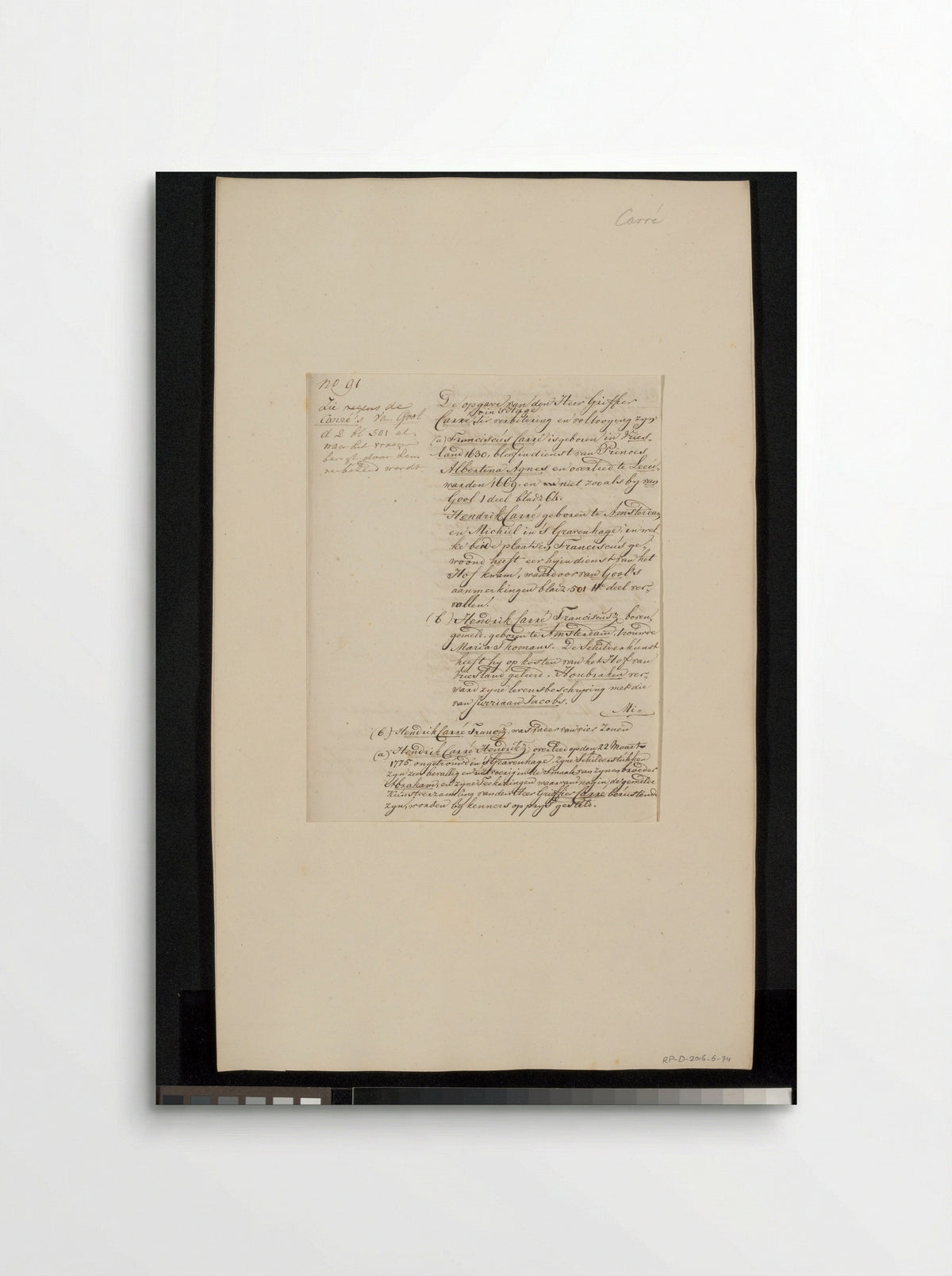 Untitled (Biographical Notes on the Carré Family, Manuscript) - Hendrik Carré (II) - Poster