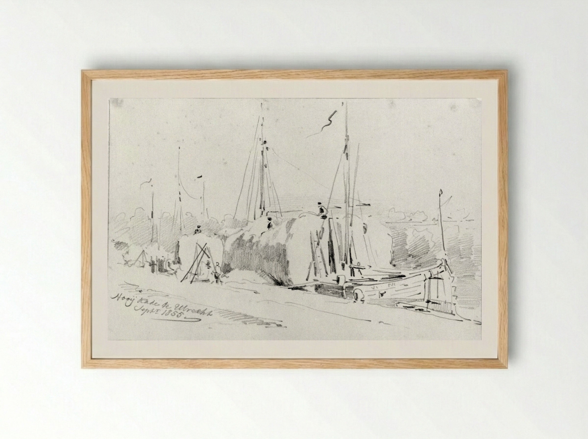 Untitled (Boats at Nooij Kade, Utrecht) - Pieter van Loon - Framed Print Wood