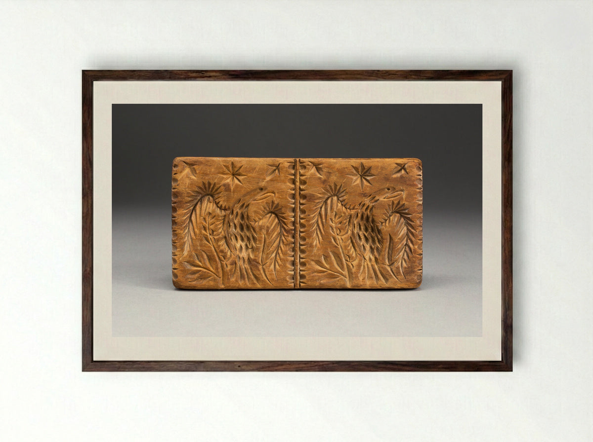 Untitled (Carved Wooden Cookie Mold) - Fine Art Print - Framed Print Dark Wood