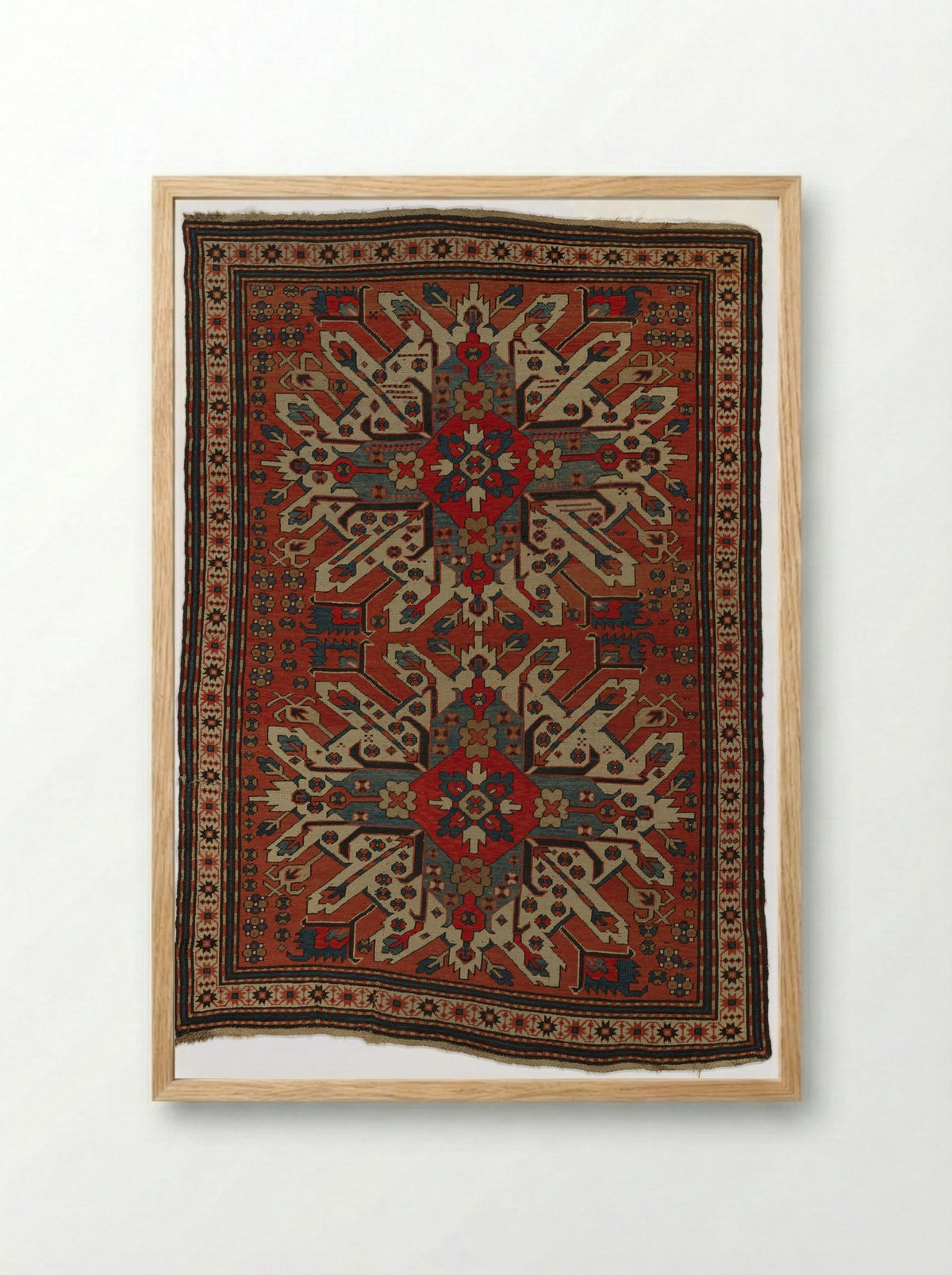 Untitled (Caucasian Carpet Design) - Unknown Artist - Framed Print Wood