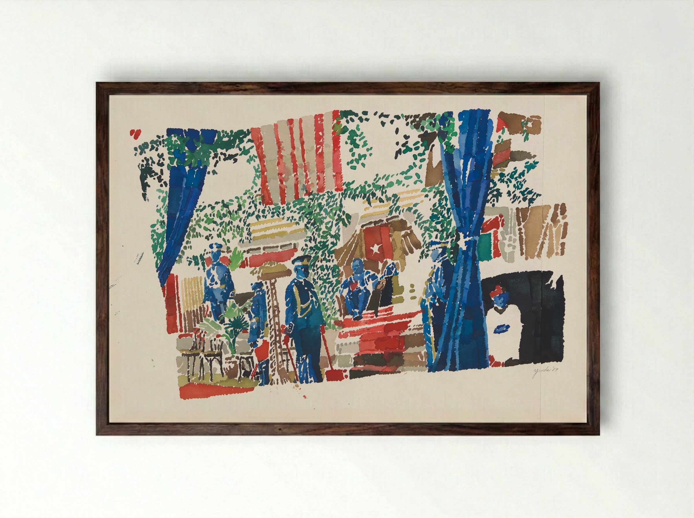 Untitled (Ceremonial Scene) - Richard Foster Yarde - Framed Print Dark Wood