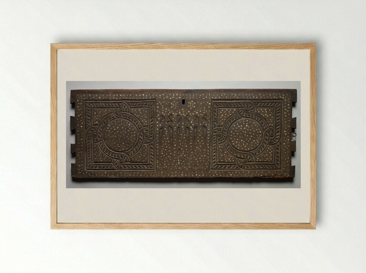 Untitled (Chest Front with Geometric Inlay, Wood and Bone) - Fine Art Print - Framed Print Wood