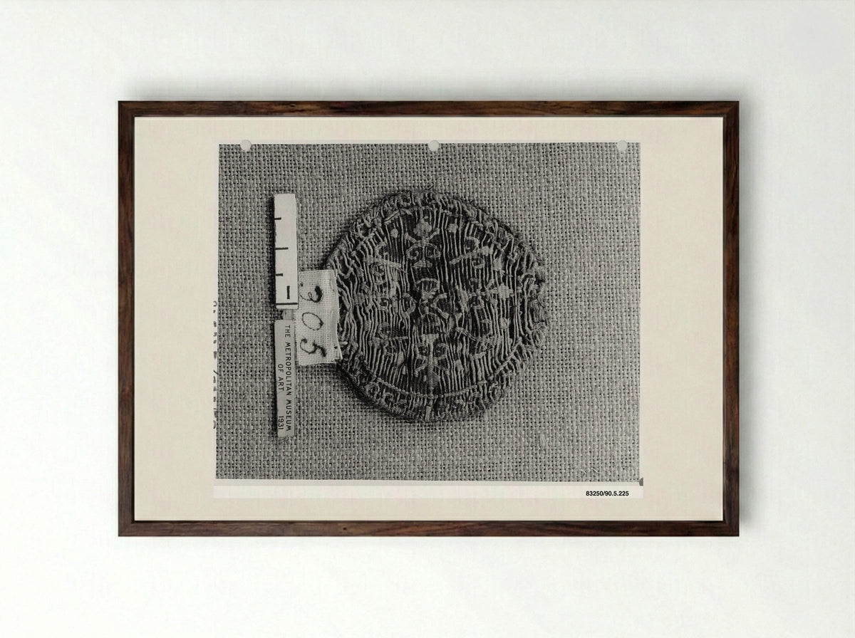 Untitled (Circular Textile Fragment, Coptic) - Fine Art Print - Framed Print Dark Wood