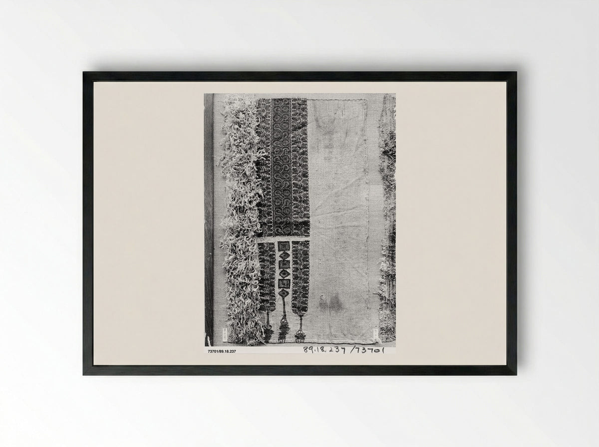 Untitled (Circular Textile Fragment with Geometric Motif) - Fine Art Print - Framed Print Black