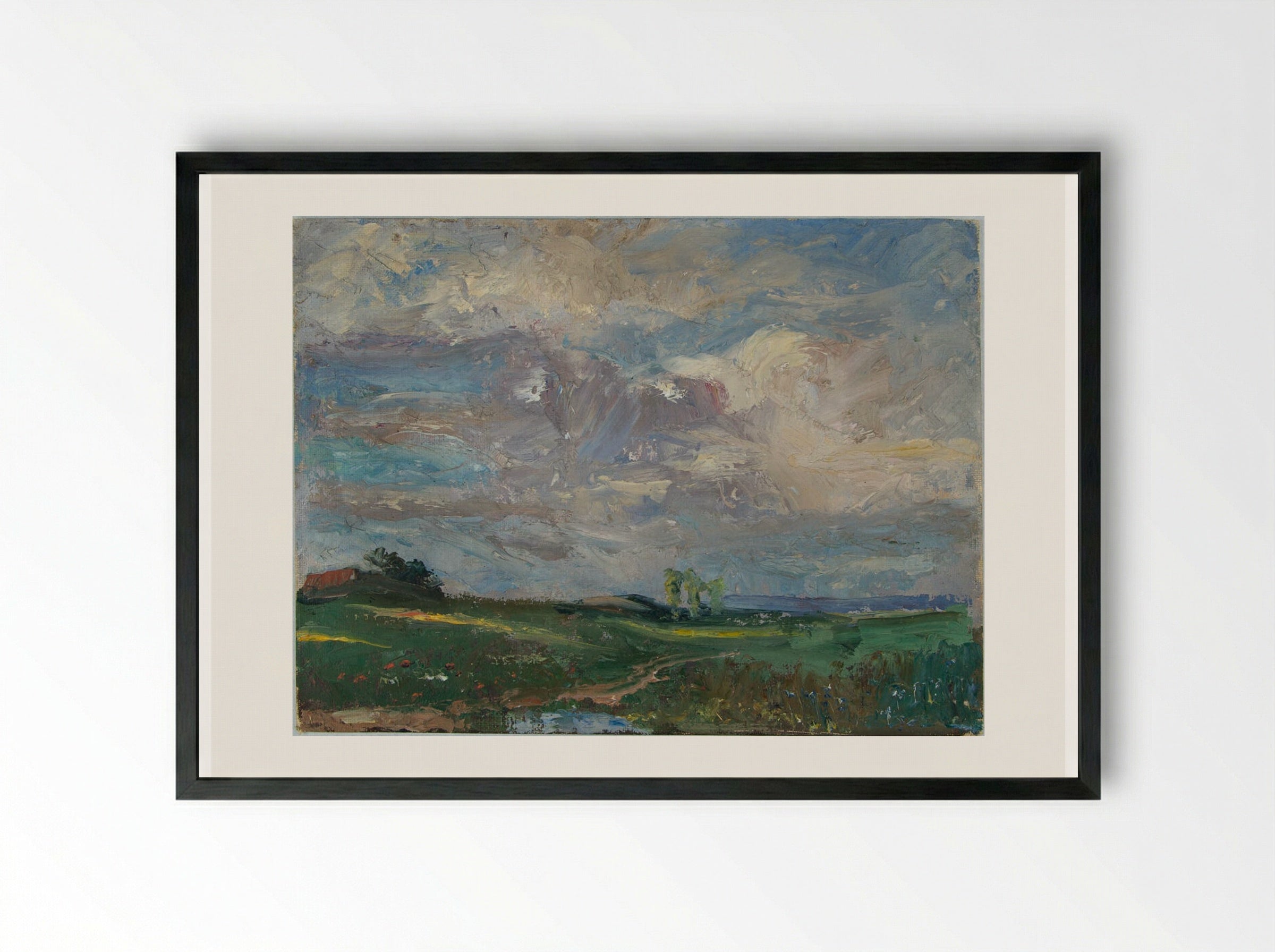 Untitled (Cloud Study over Rolling Fields) - William Valentine Schevill - Framed Print Black