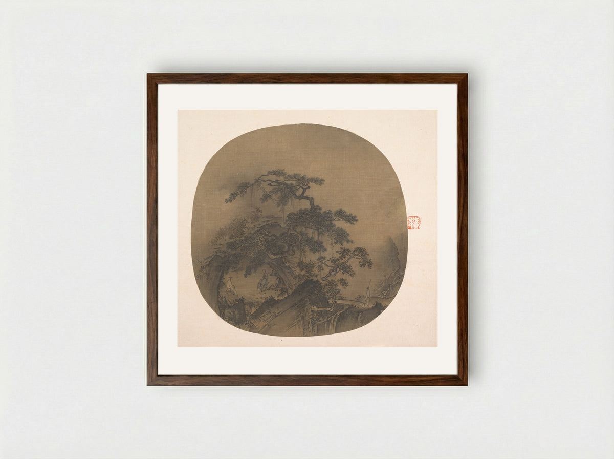 Untitled (Conversation in a Cave) - Fine Art Print - Framed Print Dark Wood