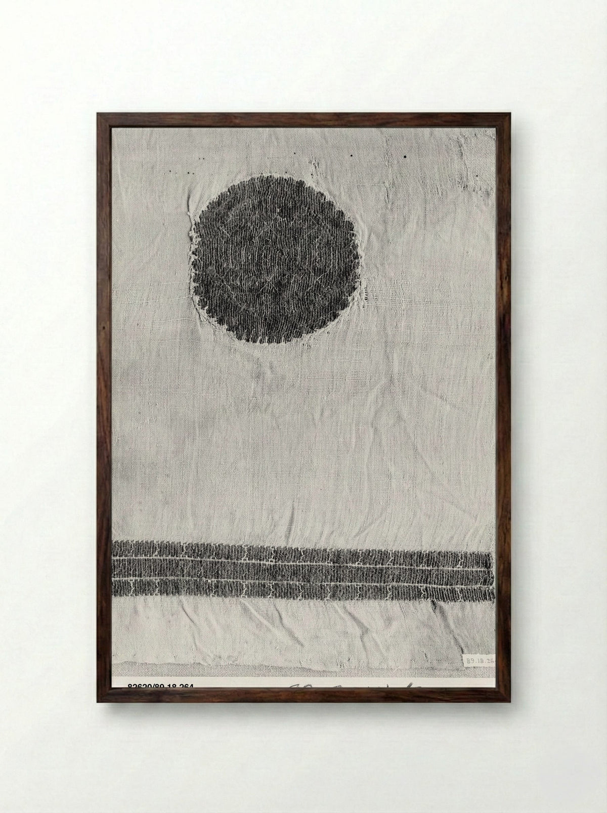 Untitled (Coptic Textile Fragment with Figural Medallions) - Fine Art Print - Framed Print Dark Wood