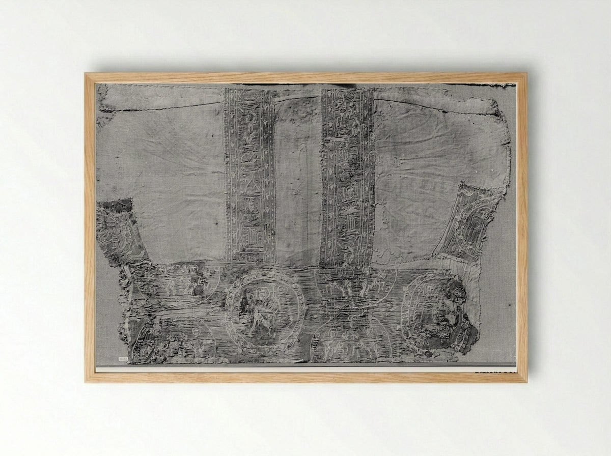 Untitled (Coptic Textile Fragment with Figural Medallions) - Fine Art Print - Framed Print Wood