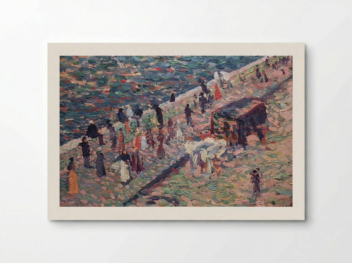 Untitled (Crowd by the Water, Oil on Card) - Maximilien Luce - Poster