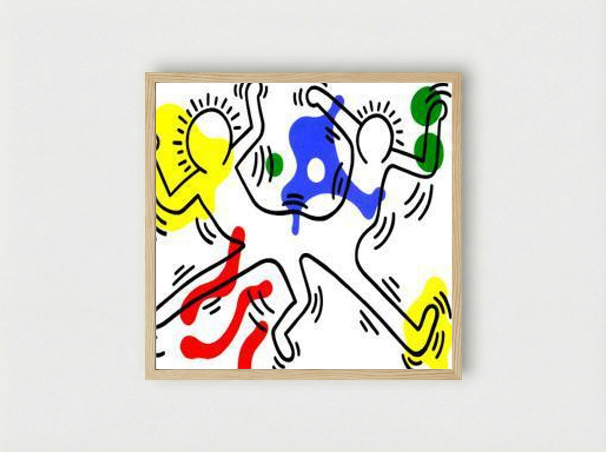 Untitled (Dancing Figures) - Keith Haring - Framed Print Wood