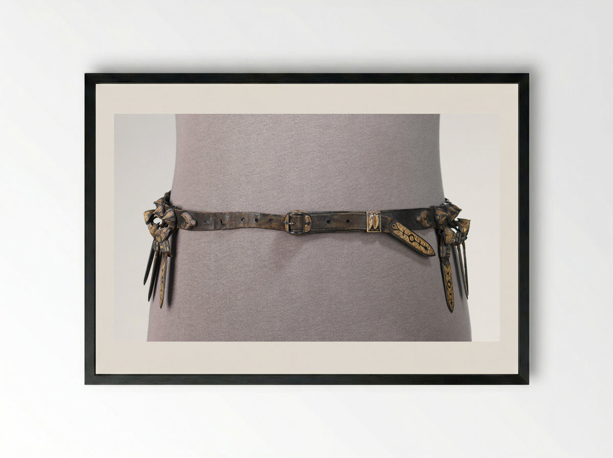 Untitled (Decorative Belt with Metal Mounts) - Fine Art Print - Framed Print Black