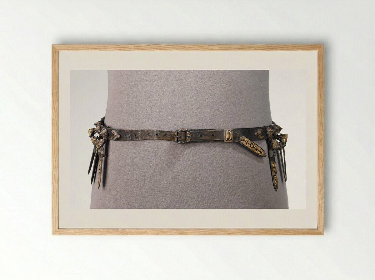 Untitled (Decorative Belt with Metal Mounts) - Fine Art Print - Framed Print Wood