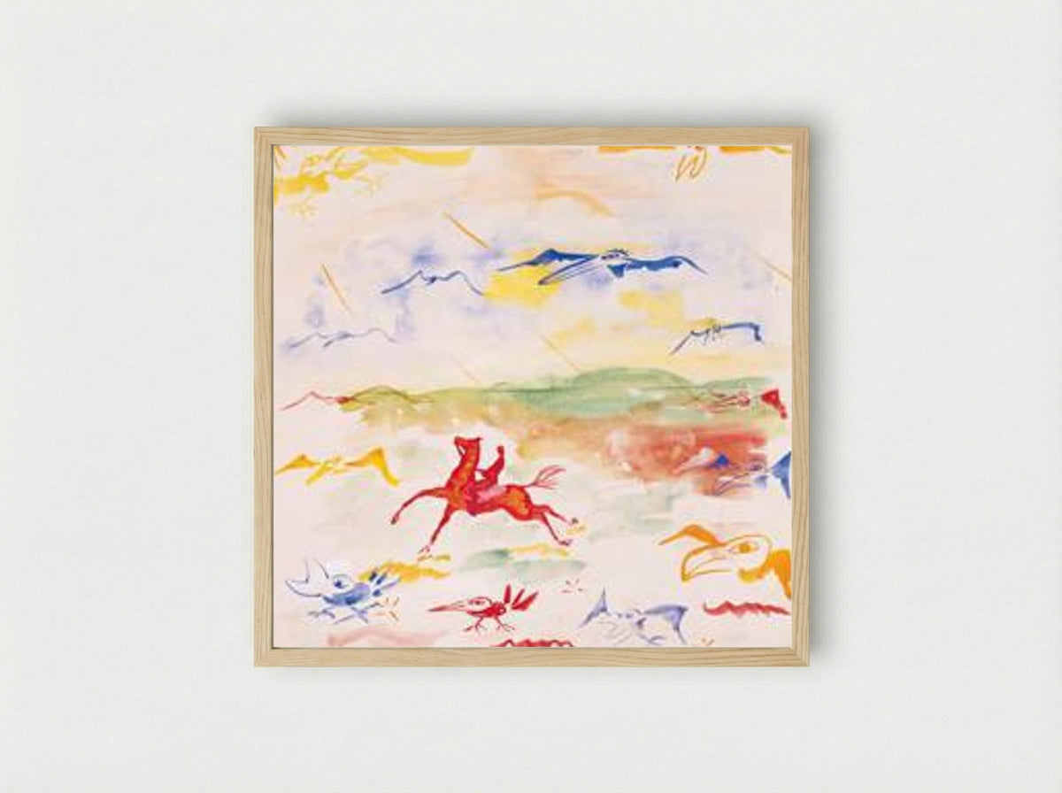 Untitled (Equestrian Figure and Birds) - Yves Klein - Framed Print Wood
