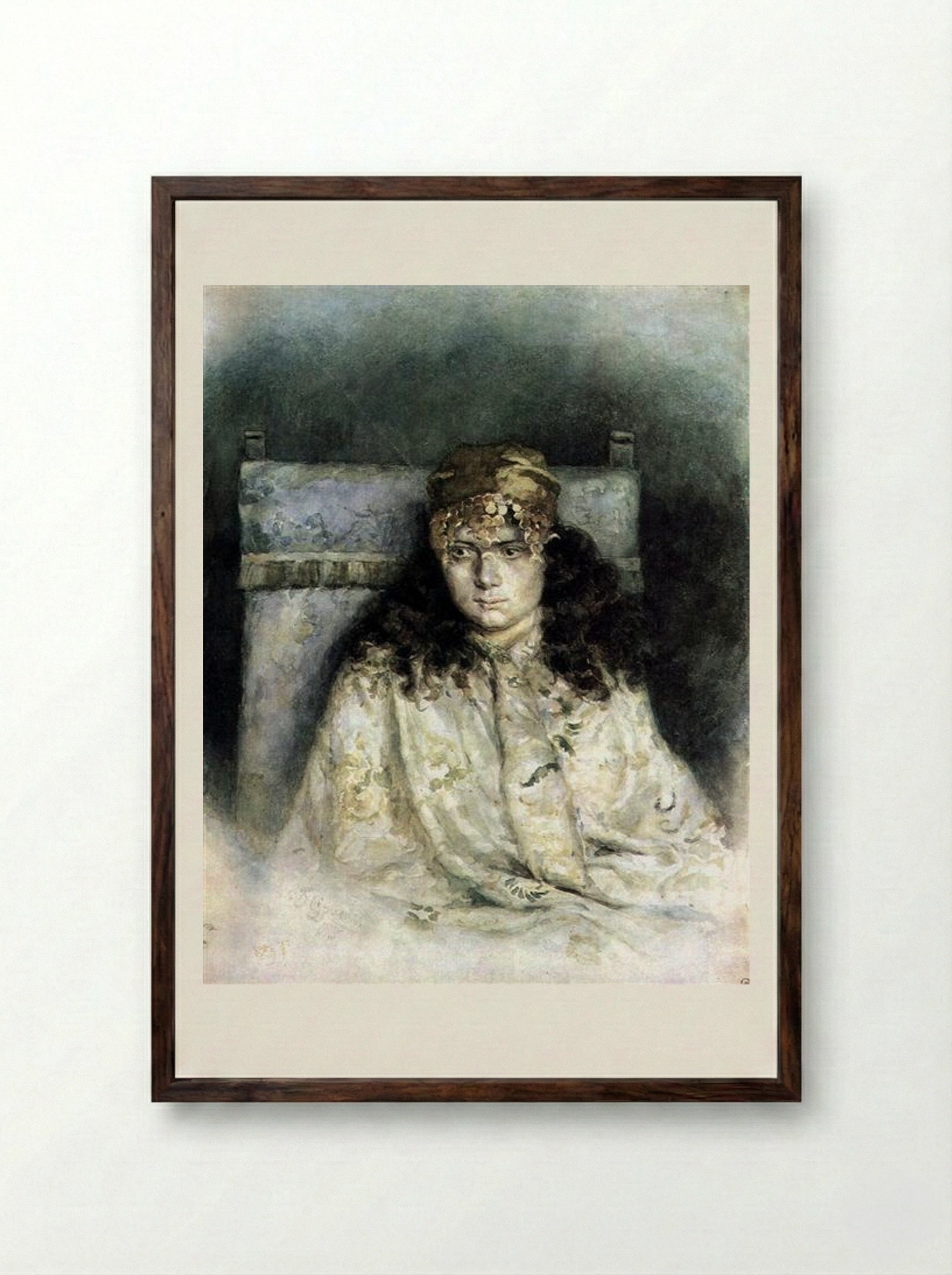 Untitled (Female Portrait) - Vasily Surikov - Framed Print Dark Wood