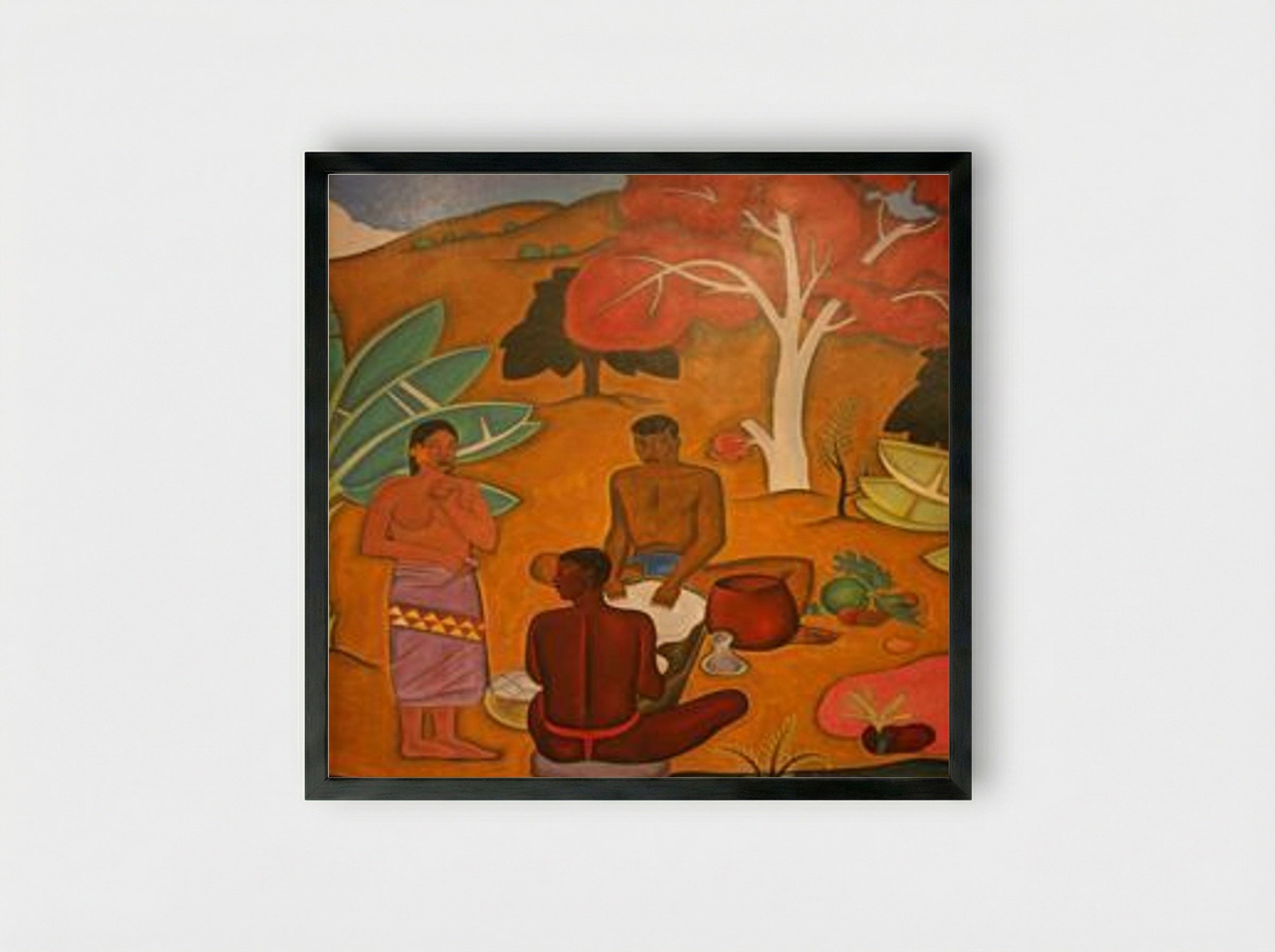 Untitled (Figures Preparing Food) - Arman Manookian - Framed Print Black