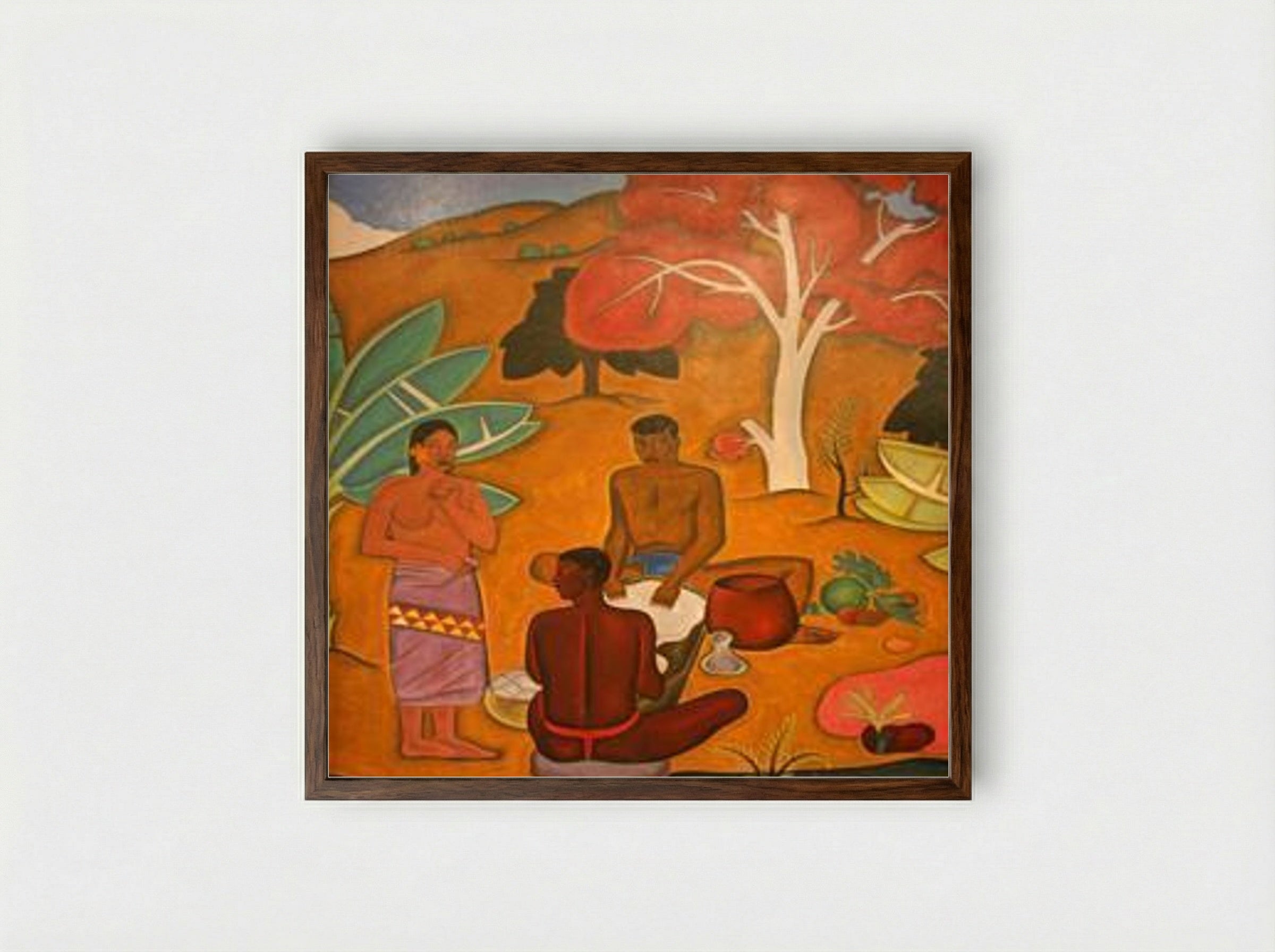 Untitled (Figures Preparing Food) - Arman Manookian - Framed Print Dark Wood