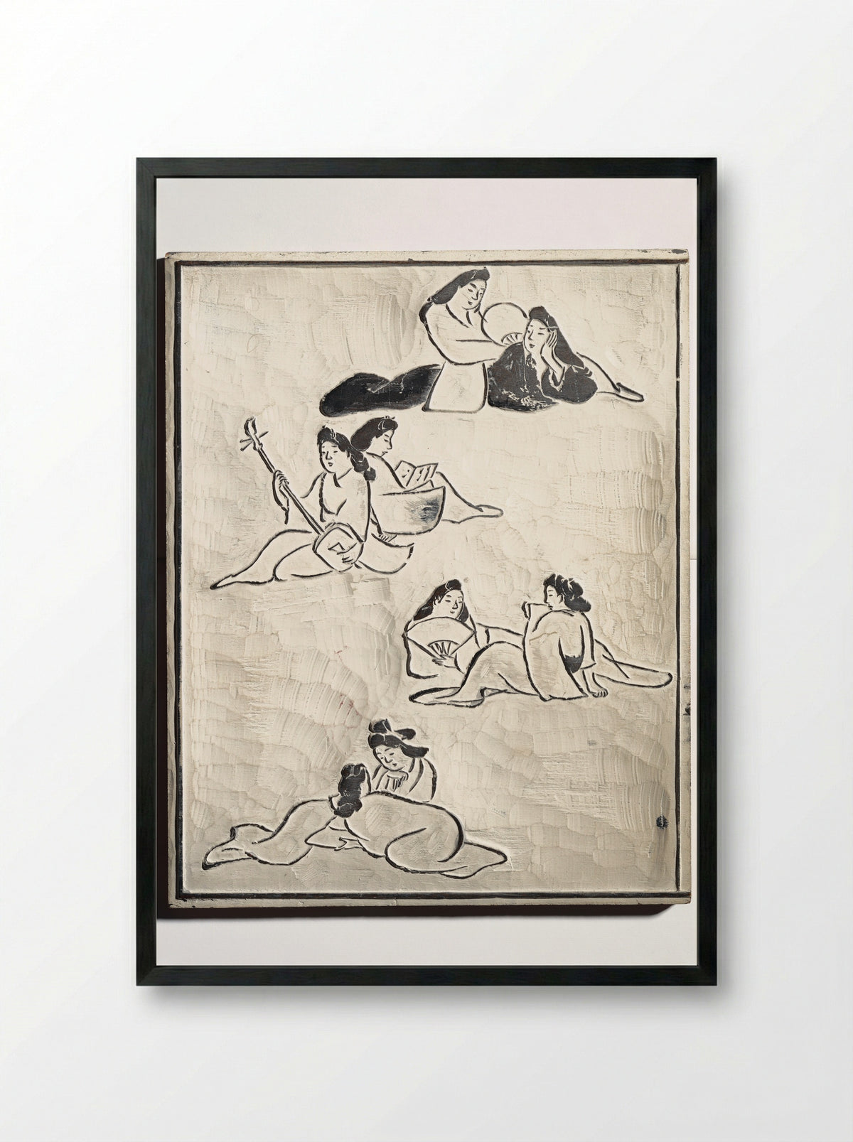 Untitled (Figures in Leisure) - Kuwagata Keisai - Framed Print Black
