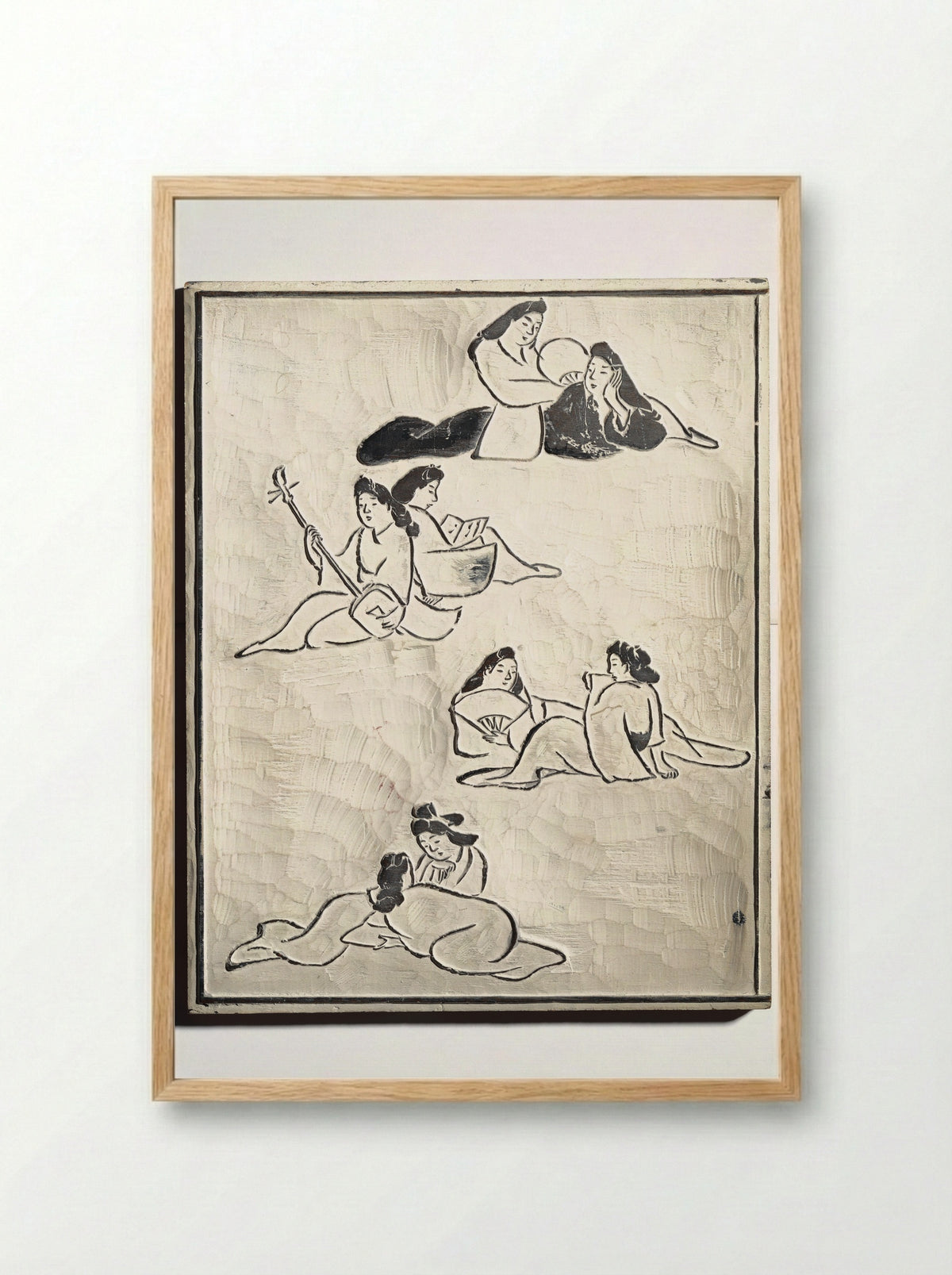 Untitled (Figures in Leisure) - Kuwagata Keisai - Framed Print Wood