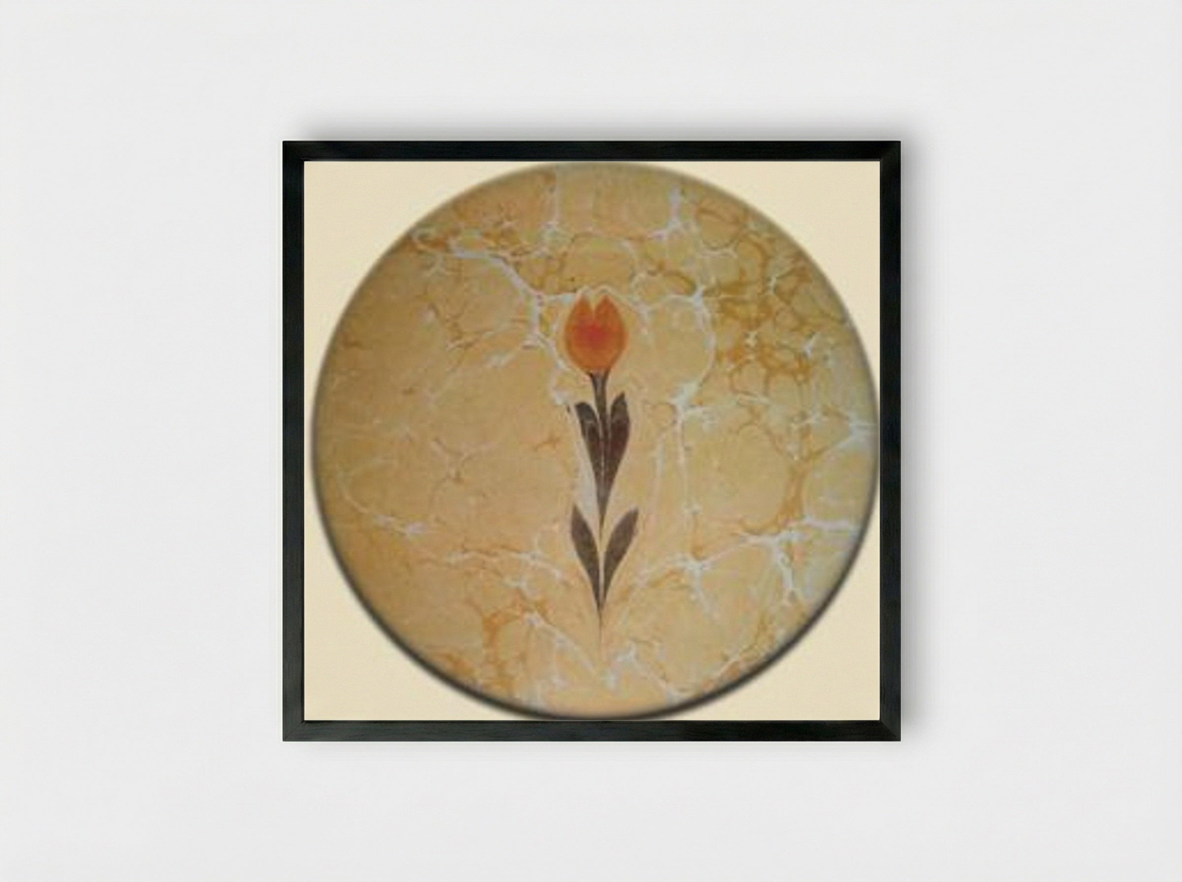 Untitled (Floral Ebru Study) - Necmeddin Okyay - Framed Print Black