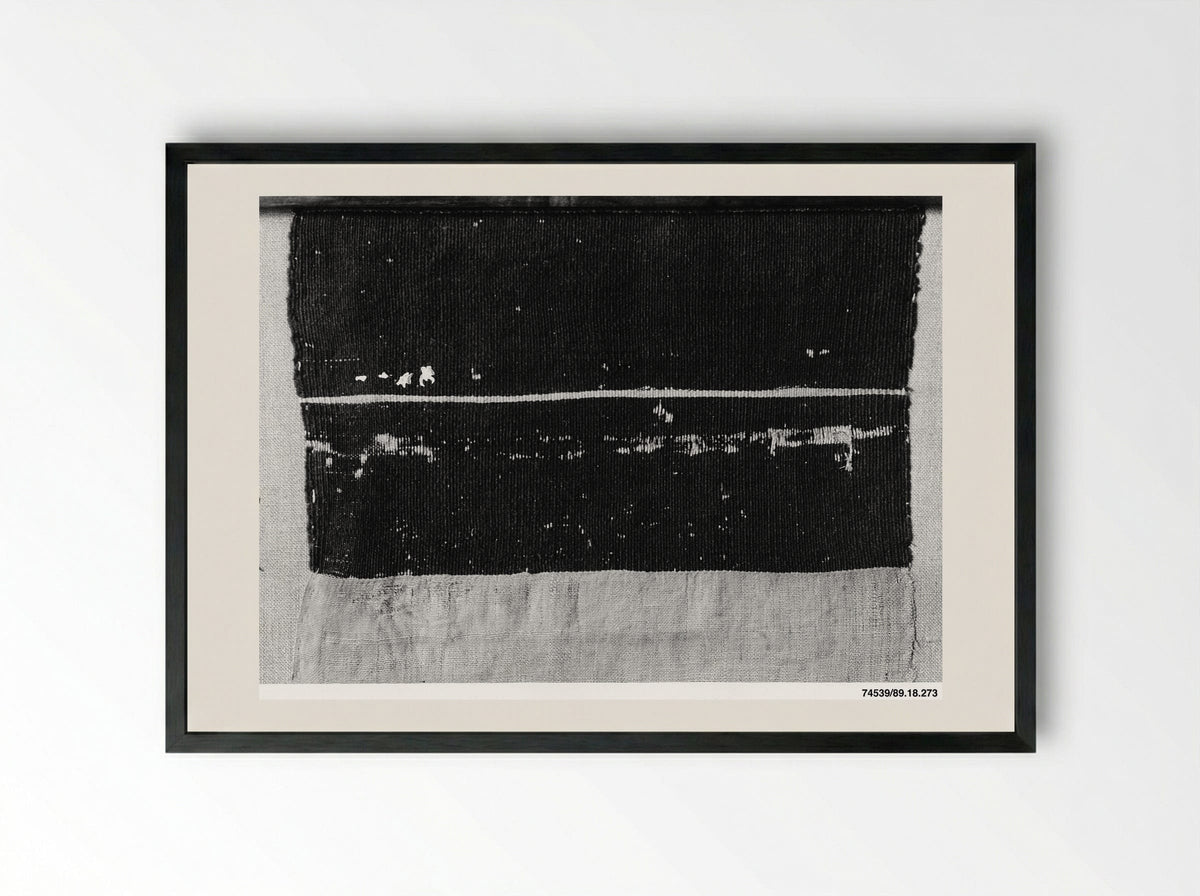 Untitled (Floral Lattice Textile Fragment) - Fine Art Print - Framed Print Black