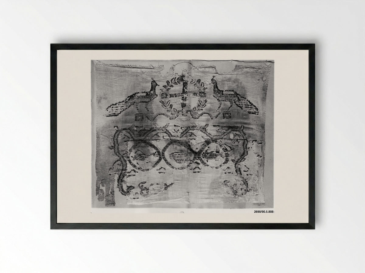 Untitled (Floral Textile Fragment, Coptic) - Fine Art Print - Framed Print Black