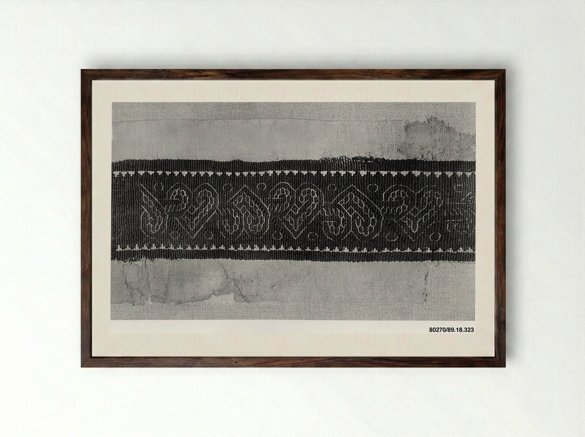 Untitled (Floral Textile Fragment, Coptic) - Fine Art Print - Framed Print Dark Wood