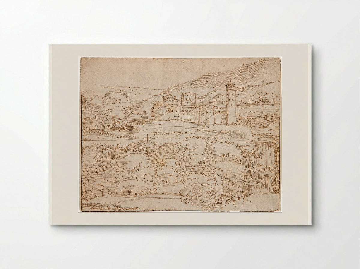 Untitled (Fortified Hillside Town) - Giovanni Francesco Grimaldi - Poster