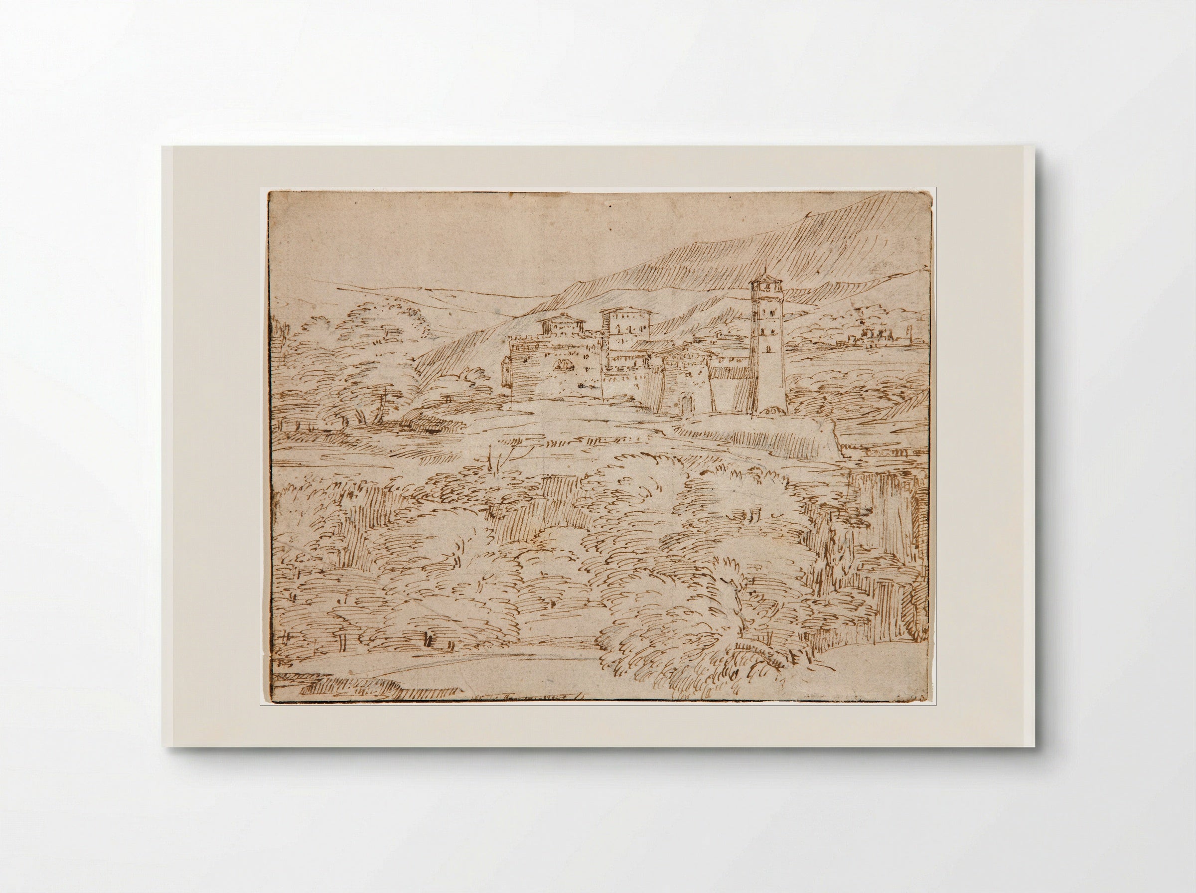 Untitled (Fortified Hillside Town) - Giovanni Francesco Grimaldi - Poster