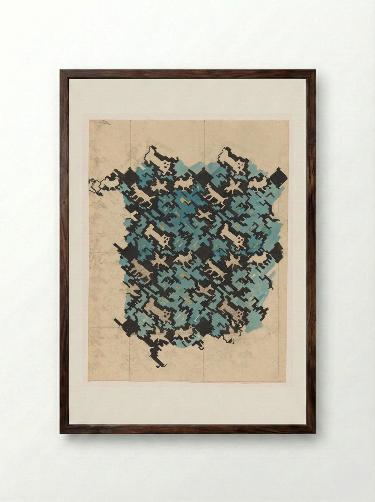 Untitled (Geometric Animal Pattern) - Roelf Gerbrands - Framed Print Dark Wood