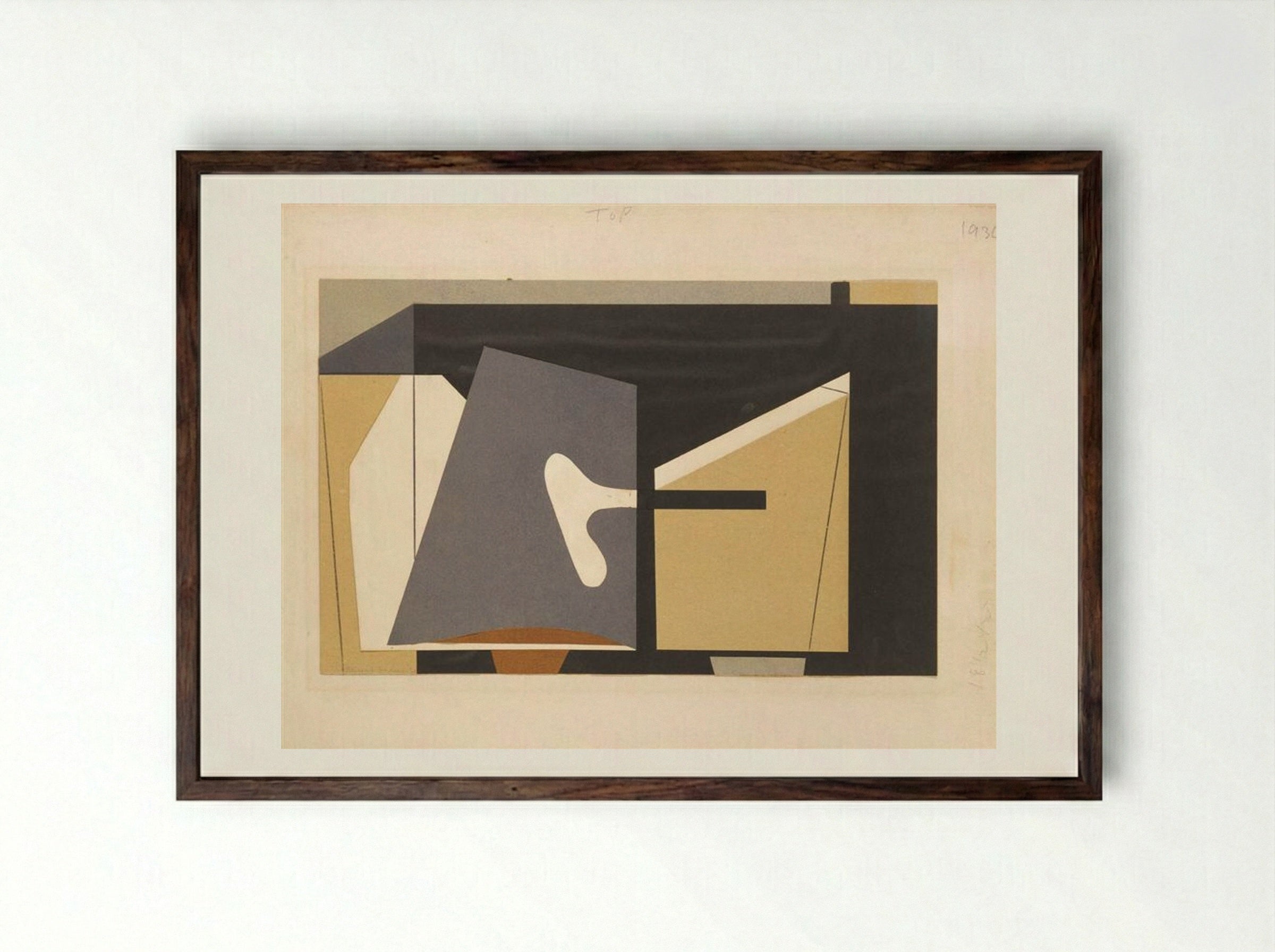 Untitled (Geometric Composition, 1936) - Balcomb Greene - Framed Print Dark Wood