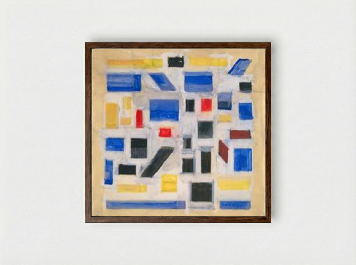 Untitled (Geometric Composition) - Bart van der Leck - Framed Print Dark Wood