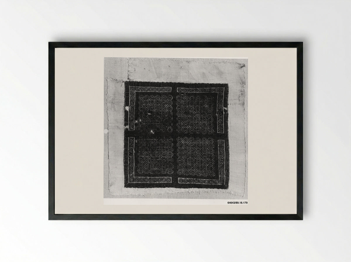 Untitled (Geometric Textile Fragment) - Fine Art Print - Framed Print Black
