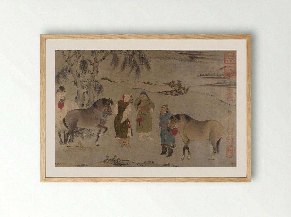 Untitled (Grooms and Horses) - Solis Prints - Framed Print Wood