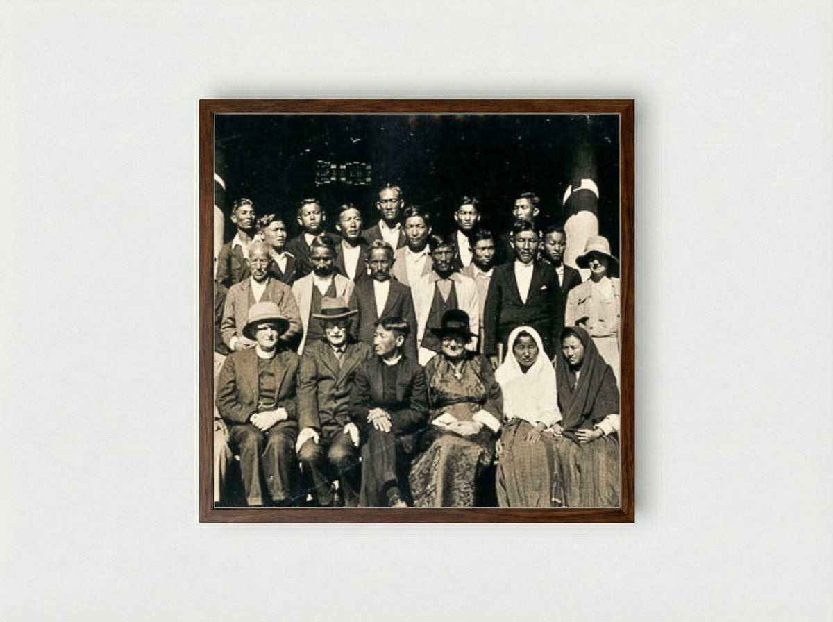 Untitled (Group Portrait of Missionaries and Local Residents) - John Graham (I) - Framed Print Dark Wood