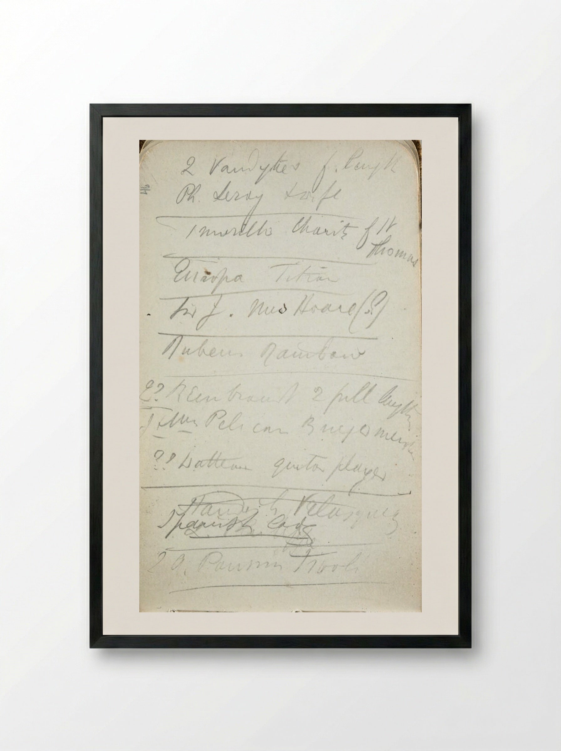 Untitled (Handwritten Inscription) - Frederic Leighton - Framed Print Black