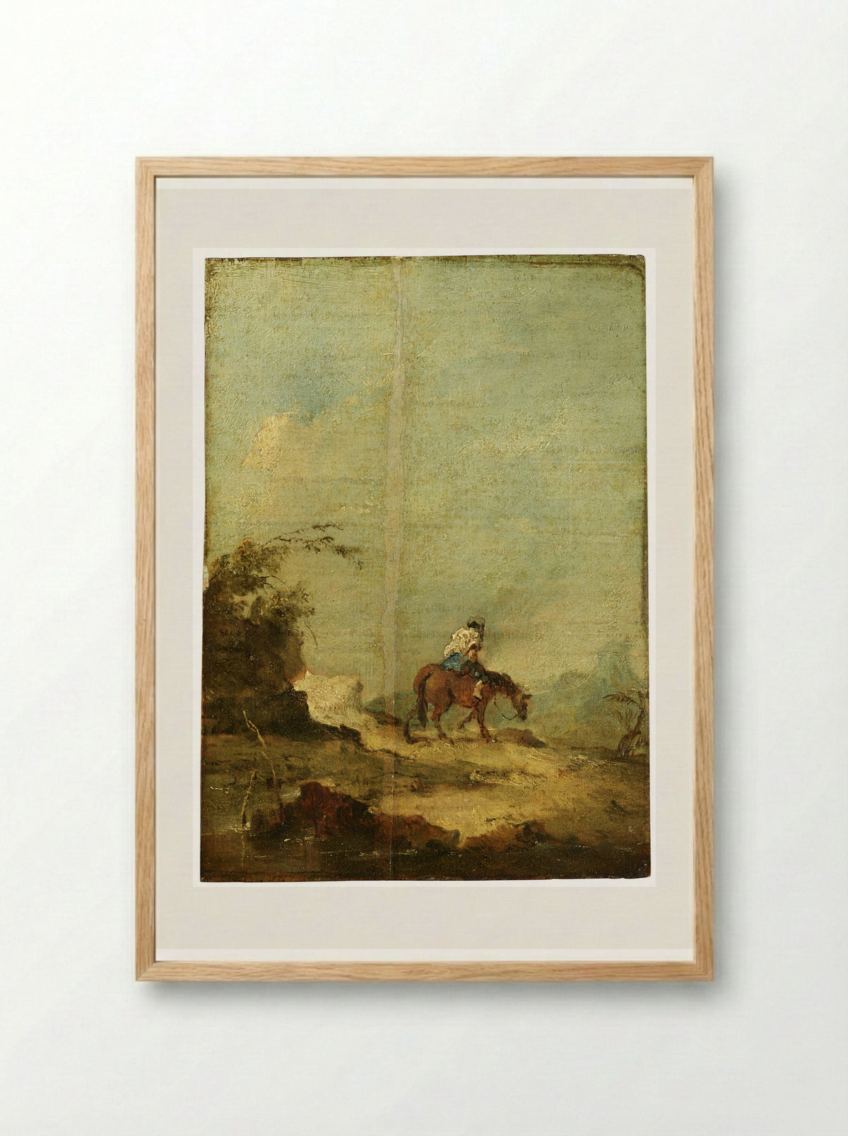 Untitled (Horseman in a Rural Setting) - Francesco Guardi - Framed Print Wood