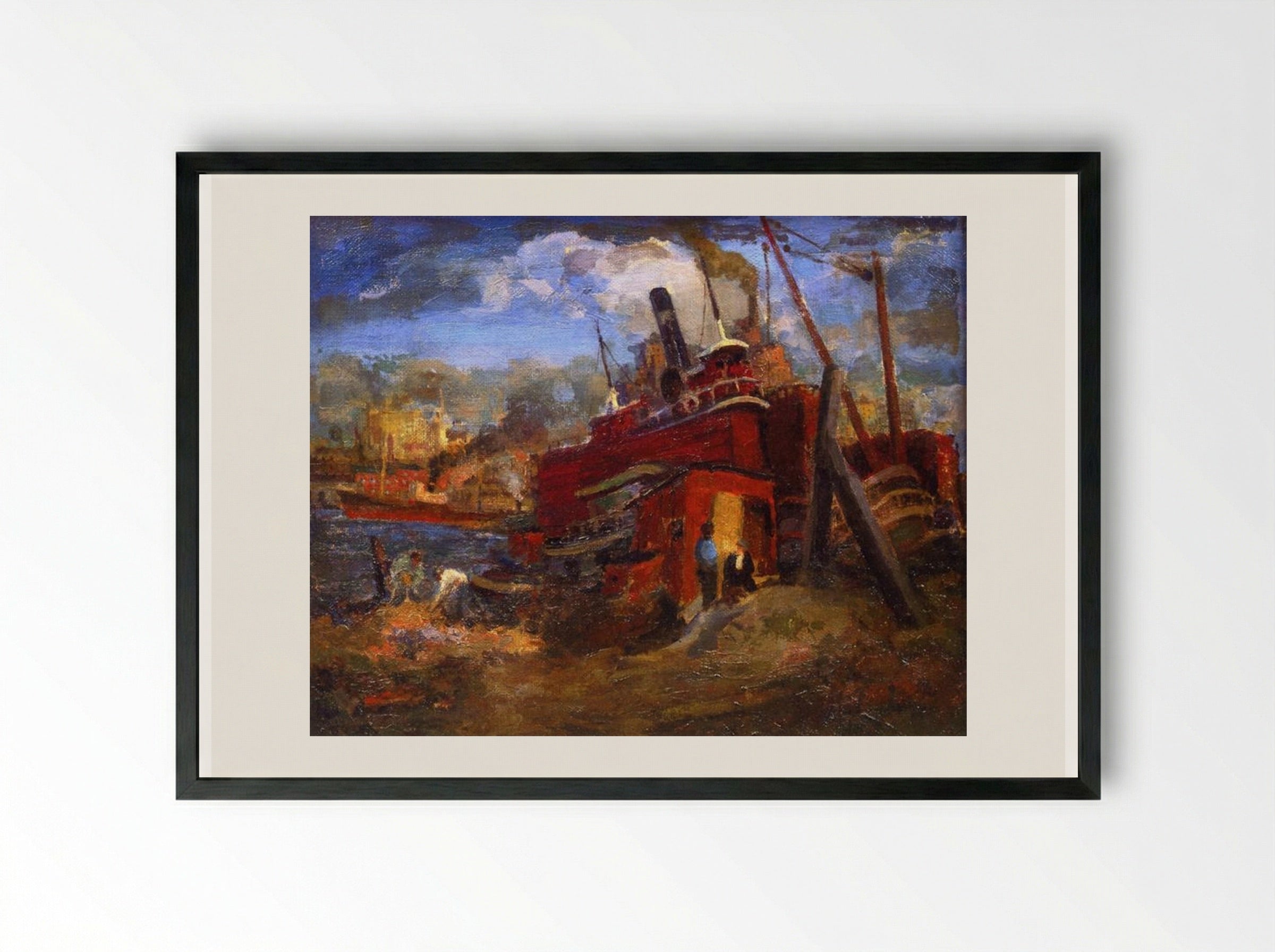Untitled (Industrial Waterfront) - Robert Spencer - Framed Print Black