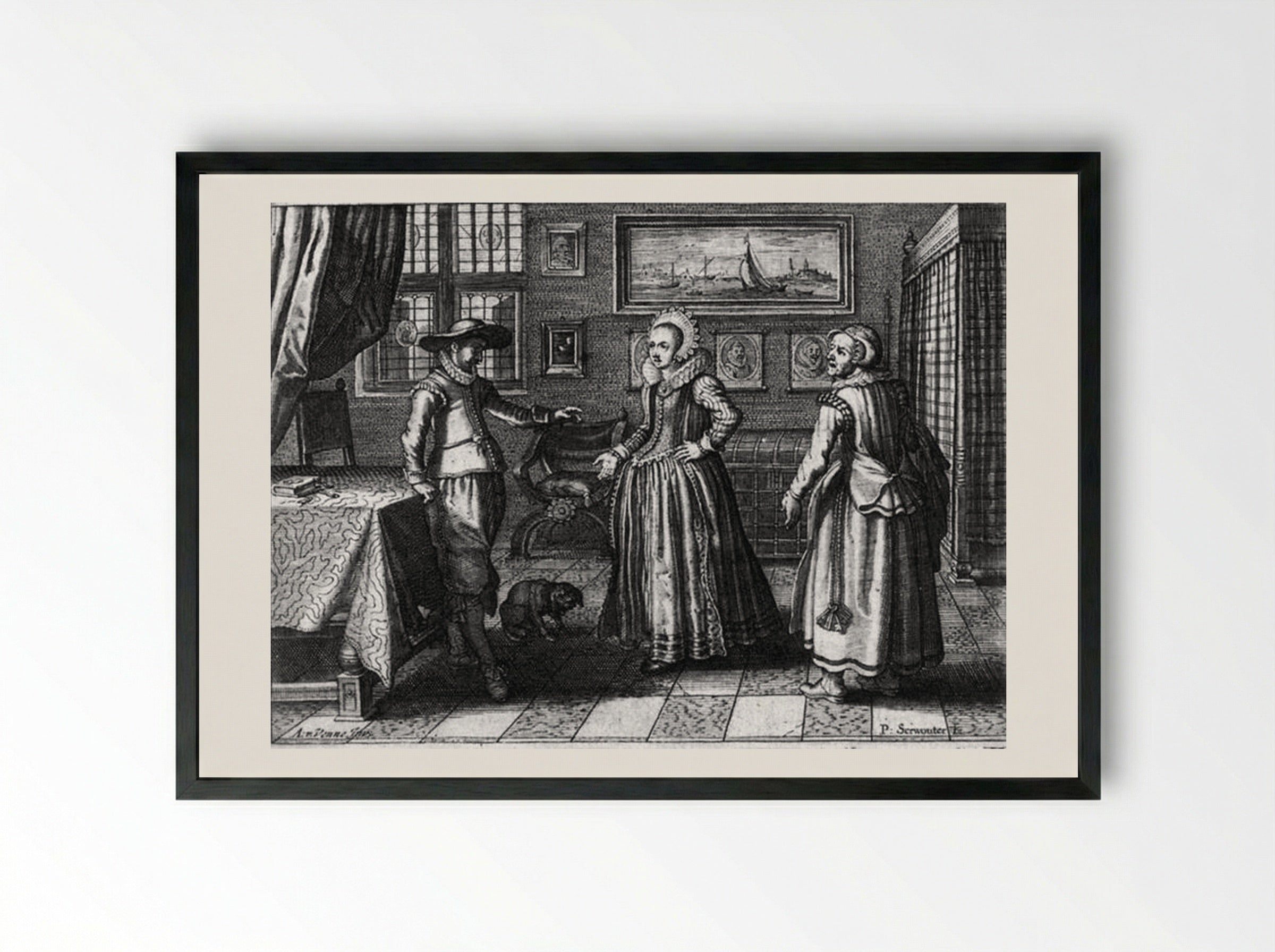 Untitled (Interior Scene with Figures) - Adriaen van de Venne - Framed Print Black