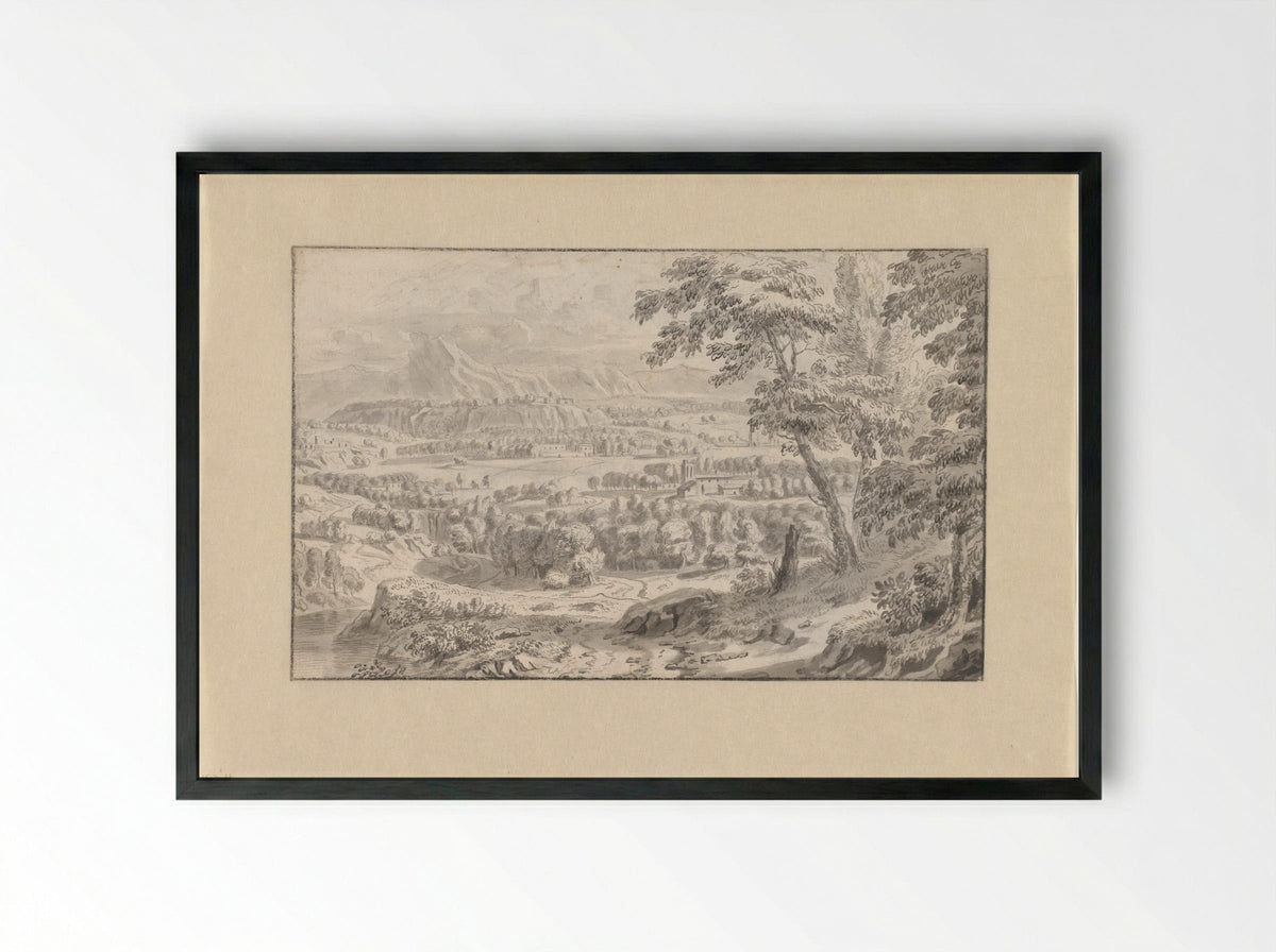 Untitled (Italianate View with Figures) - Teodor Lubieniecki - Framed Print Black