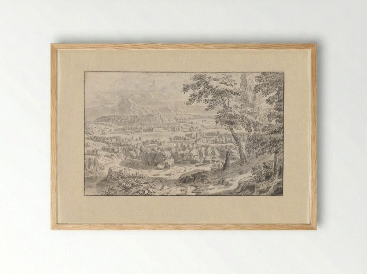 Untitled (Italianate View with Figures) - Teodor Lubieniecki - Framed Print Wood