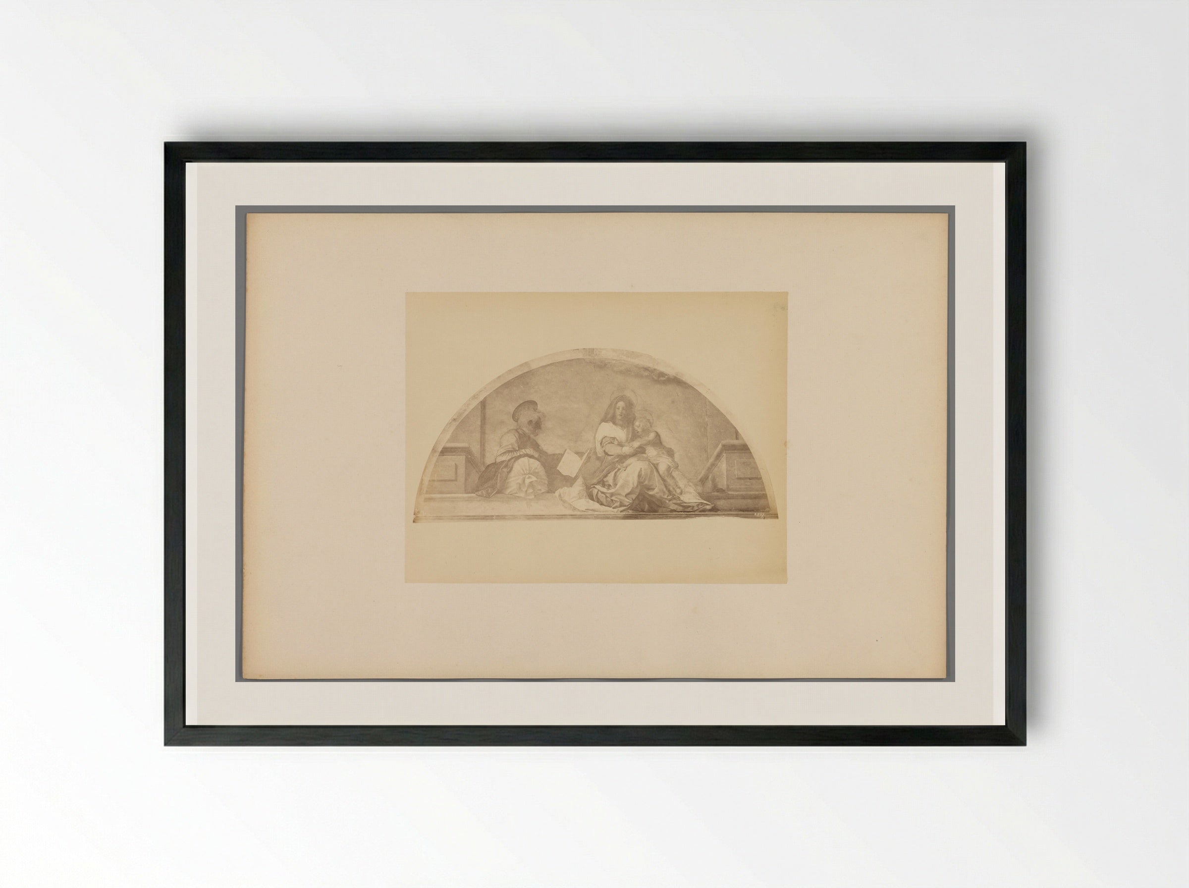 Untitled (Madonna and Child with a Saint) - Fratelli Alinari - Framed Print Black