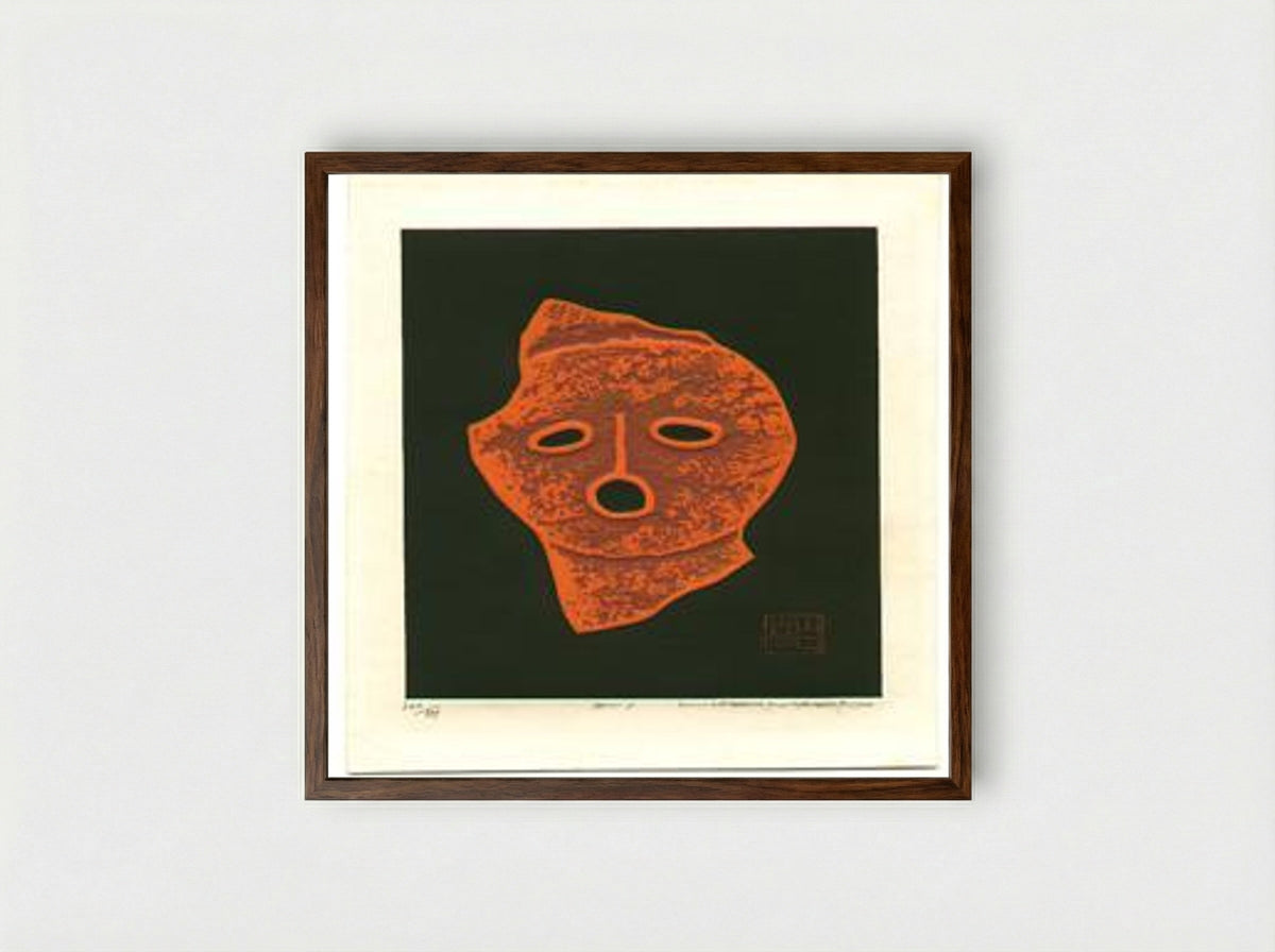 Untitled (Mask) - Munakata Shiko - Framed Print Dark Wood