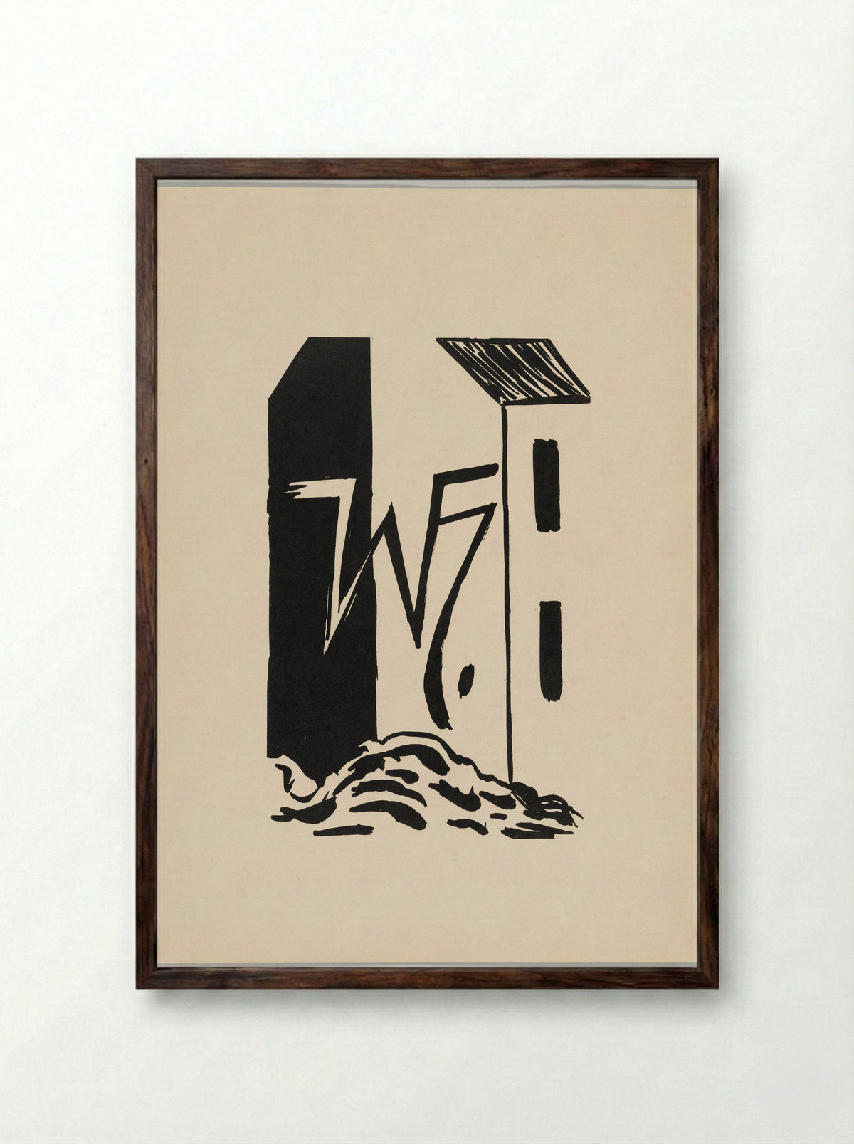 Untitled (Monogram and Architectural Form) - Werner Heldt - Framed Print Dark Wood