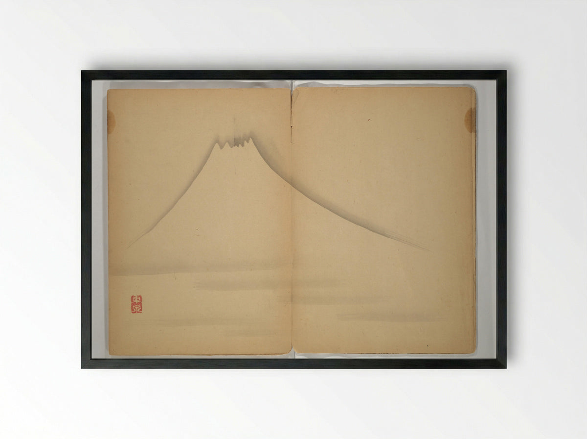 Untitled (Mount Fuji, Ink Wash Sketch) - Shōfusai Tōsen - Framed Print Black