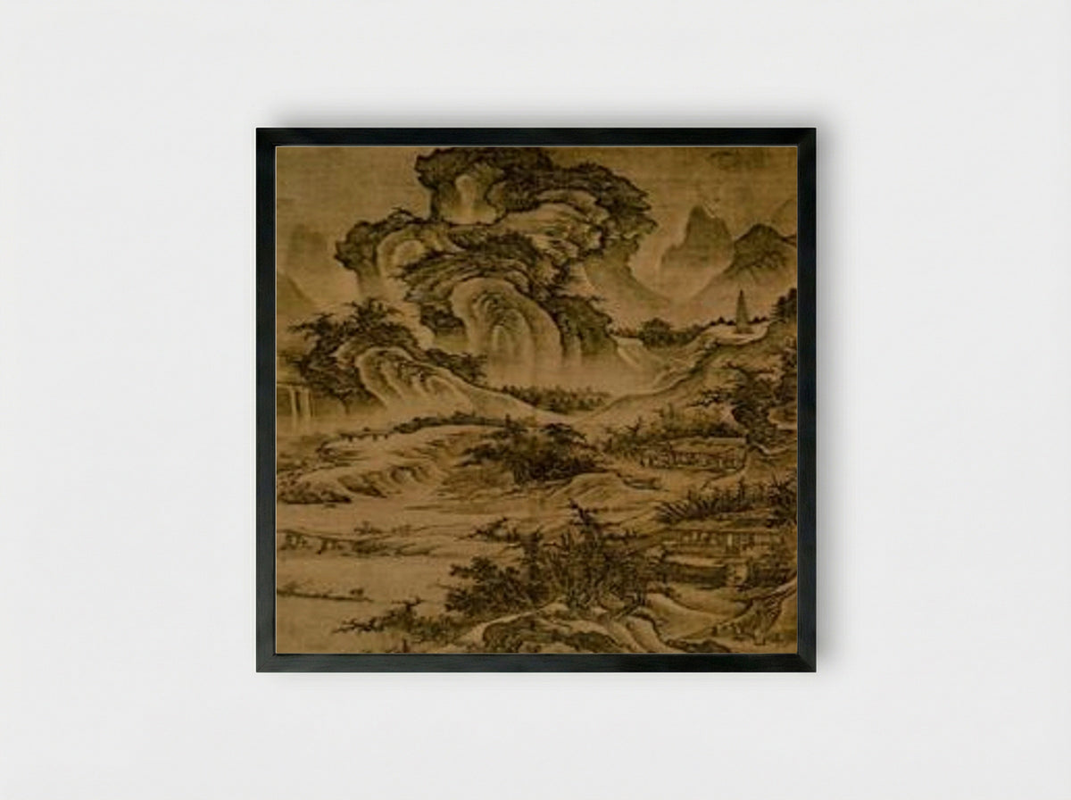 Untitled (Mountainous River Scene) - Guo Xi - Framed Print Black
